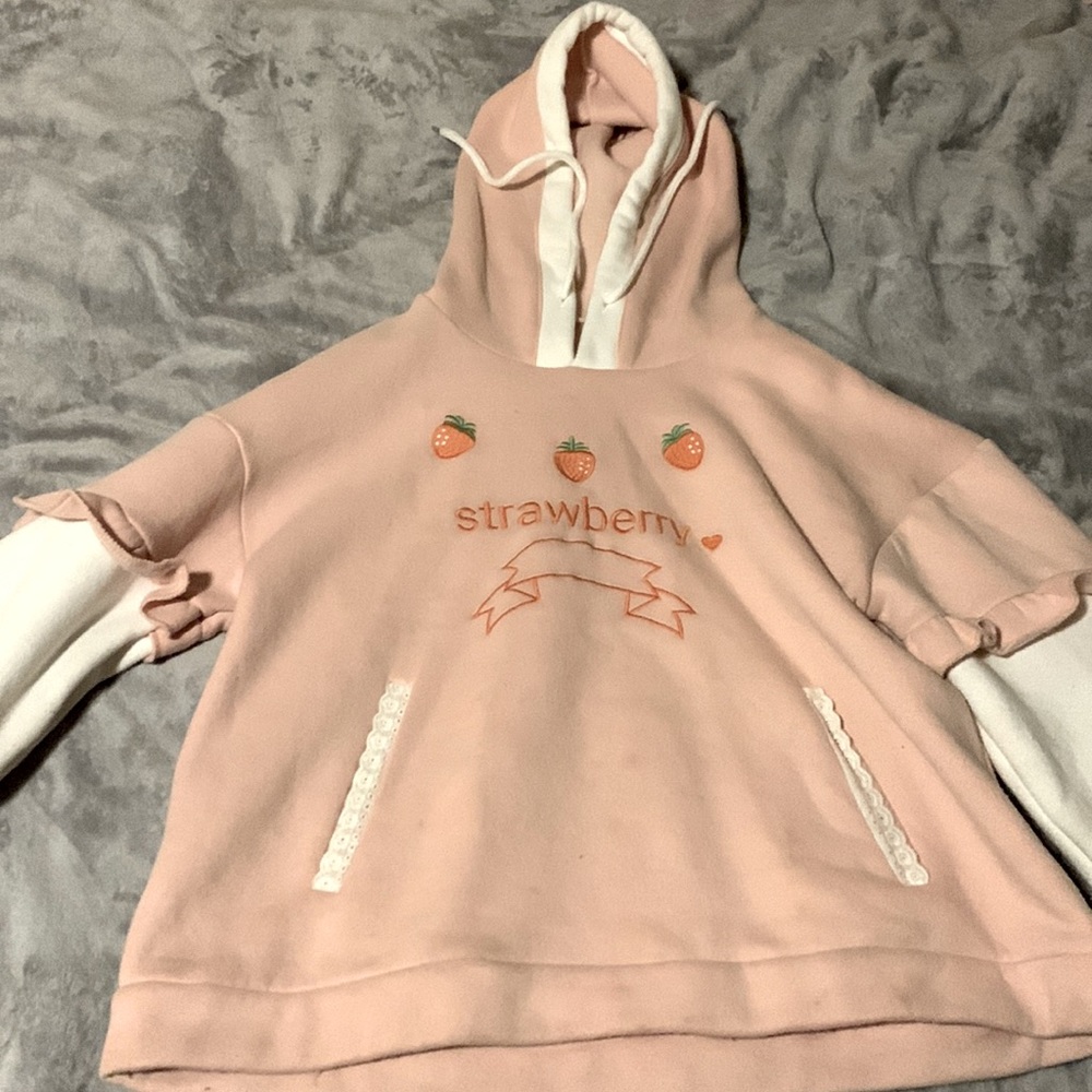 Cute pink stawberry hoodie